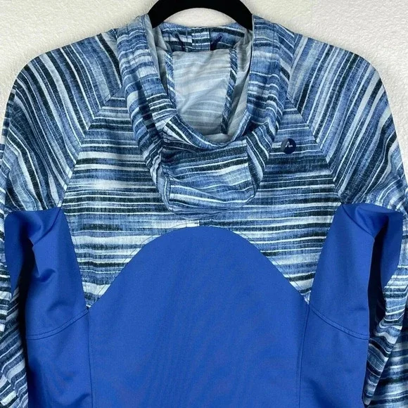 Marmot Jacket Women's Sz M Muse Track Hooded Full Zip Athletic Striped Blue - Picture 6 of 12